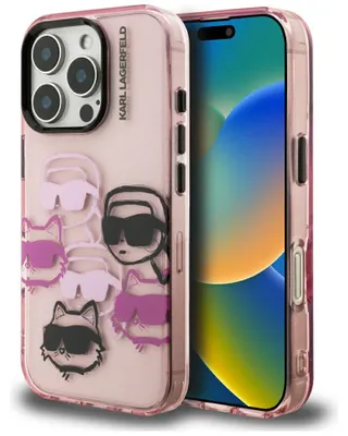 Immagine prodotto di Custodia per iPhone 16 Pro, Karl Lagerfeld IML Multi K&C Head Pattern, rosa