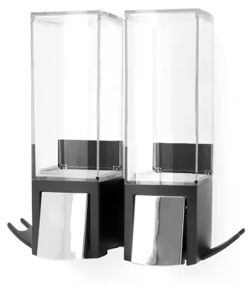 Obrázek produktu pro Dávkovač mýdla na zeď, dvojitý, 2 x 500 ml, černý