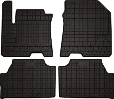 Produktbild von Gummifußmatten passend für Hyundai Kona EV / Electric (Crossover, Bj. 2017-2023) – schwarz, passgenau, mit Befestigungen set 4 Stk. - Gummi-Automatten