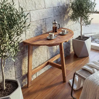 Image de Table pliante HWC-L19, table de jardin balcon, In-/Outdoor pliable bois acacia FSC®- 71x70x34cm