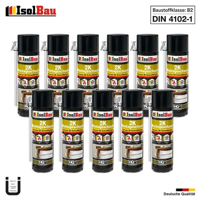 Isolbau 2K Bauschaum 11 x 400 ml Montageschaum Zargenschaum PU Schnellschaum