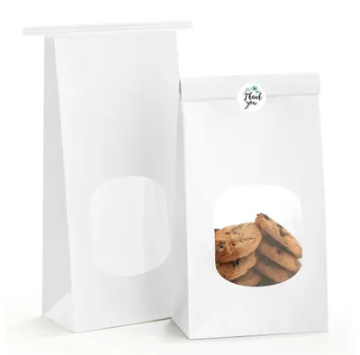 Produktbild von Set mit 25 weißen Papierbechern aus Kraftpapier mit Sichtfenster