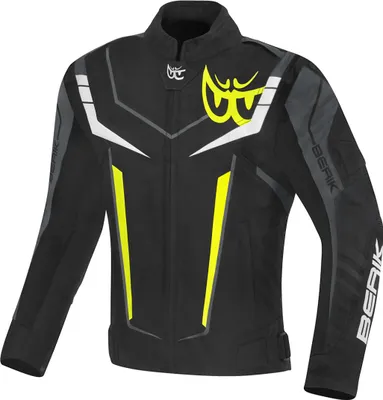Image de Veste textile pour moto Berik Radic Evo Plus, noir/blanc/jaune/gris, 52