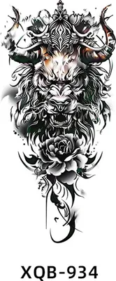 Image de INF Manchon de tatouage temporaire imperméable noir - Autocollant de tatouage réaliste pour demi-bras 6