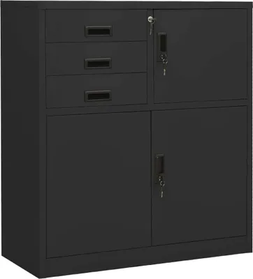 Image de The Living Store Armoire de bureau anthracite 90x40x102 cm Acier
