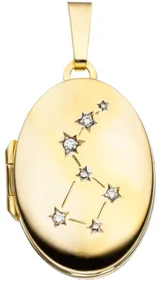 Produktbild von Medaillon Anhänger zum Öffnen mit 4 Zirkonia 333 Gold Gelbgold Damen