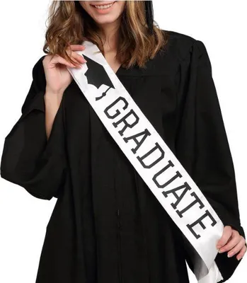 Produktbild von Jumada's – Abschlussschärpe – Abschlussdekoration/Geschenk – Uni – Weiß – Graduiertenstudium –