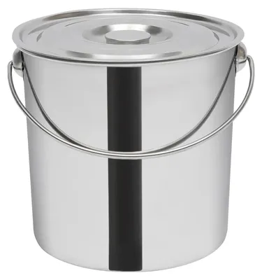 Obrázok produktu pre Nerezový vedro na vodu 20 l – kovové vedro s vekom – leštená nerezová oceľ 304 – s naberačkou a rukoväťou – pre domácnosť a gastronómiu – strieborné