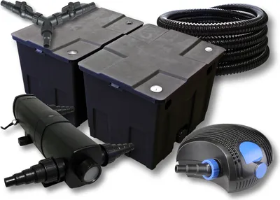 Image de SunSun Kit complet: CBF-350B Filtre de bassin jusqu'à 60000 L Biologique, CTF-12000 pompe de filtration 12000l/h 100W, CUV-236 lampe uv UVC Clarificateur avec 36W, 25m Tuyau 25 mm, Y-distributeur