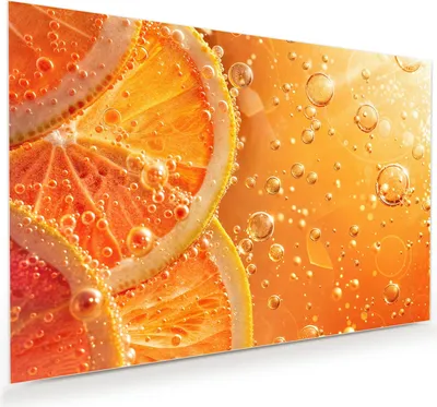 Produktbild von Glasbild 60x40cm in XXL für Wohnzimmer, Schlafzimmer Motiv Spritzige Orange