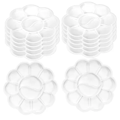 12 Acryl-Farbpaletten, 12 Vertiefungen, blumenförmig, weiß