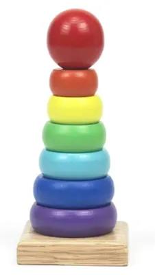 Produktbild von Warme Farben Holz Stapelring Regenbogen Turm