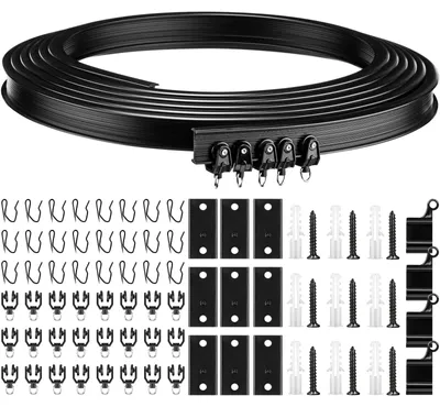 Flexible Vorhangschiene 3 m, schwarz, mit Zubehör