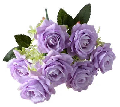 Produktbild von 7-köpfiger künstlicher Rosenstrauß, realistische Kunstblumen, Tischdekoration für Zuhause, Büro, Hochzeit, Party, drinnen und draußen