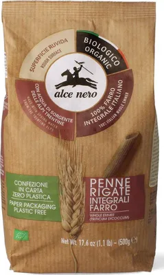 MAKARON (Z PŁASKURKI RAZOWY) PENNE BIO 500 g - ALCE NERO