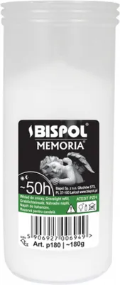 Zdjęcie produktu dla Wkład do zniczy parafinowy BISPOL P180 50H 1szt.