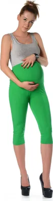Produktbild von Umstandsleggings 3/4 Baumwolle Schwangerschaft Bauchbund EU Grün S/36