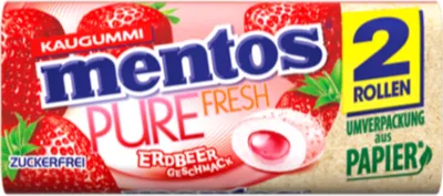 Produktbild von mentos Pure Fresh Duo Erdbeere zuckerfrei mit flüssigem Kern 31g