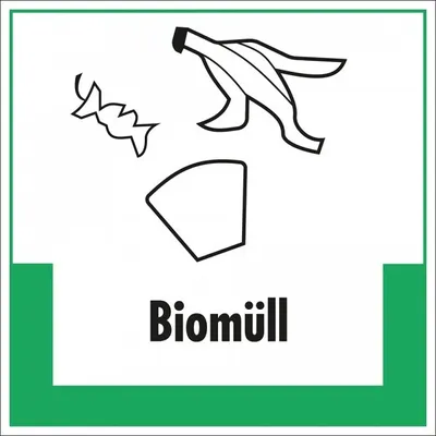 Produktbild von Dreifke® Aufkleber I Abfallkennzeichen Biomüll, mit Symbol und Text, Folie, s...