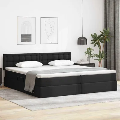 Immagine prodotto di Maison Exclusive - Letto contenitore con materasso Nero 200 x 200 cm Pelle finta