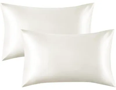 Immagine prodotto di Set di 2 federe per cuscini in raso, colore avorio, 50x75 cm