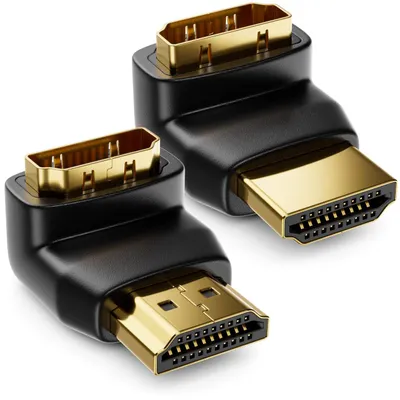 Produktbild von deleyCON 90° & 270° Winkeladapter im Set - 1x 90° + 1x 270° - HDMI Typ A Buchse und Stecker - 4K Ultra HD UHD 3D Full HD 1080p HDR ARC Highspeed mit Ethernet