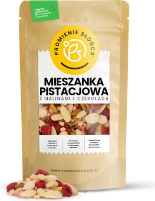 Zdjęcie produktu dla Mieszanka Pistacjowa z Malinami i Białą Czekoladą 200 g
