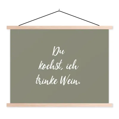 Produktbild von MuchoWow® Textilposter Sprichwörter - Du kochst, ich trinke Wein - Zitate - Kochen 40x30 cm mit holzfarbenen Rahmen - Bilder