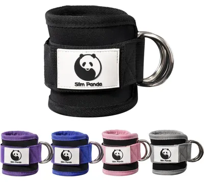Produktbild von Fitness Fußschlaufen für Kabelzug, verstellbar, mit doppelten D-Ringen, Neoprenstütze, Schwarz