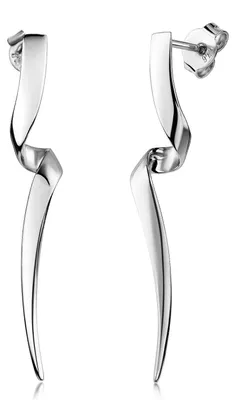 Produktbild von Spiralen Ohrringe Damen 925 Sterling Silber Ohrstecker lang rhodiniert mit Geschenk-Box SO-3