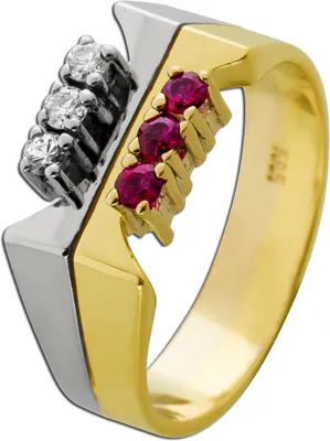Produktbild von Rubin Ring Gold 585 14K rote Rubine 0.25ct Brillanten 0.09ct 18