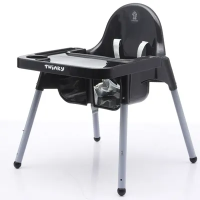 Produktbild von Twinky 2-in-1-Hochstuhl ECO – Verstellbarer Hochstuhl mit Esstisch und Tablethalter für Babys und Kinder – rutschfeste Beine – Schwarz