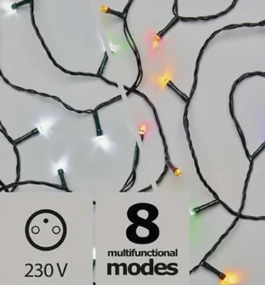 Produktbild von LED-Weihnachtskette 2in1, 10 m, 100 LEDs, kaltweiß/multicolor, Außen, Programme