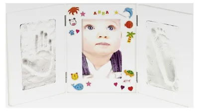 Produktbild von Bilderrahmen Baby 3D: 2er-Set mit 3-teiligem Rahmen für Babyfotos und Gipsabdrücke, 48,5 x 21 cm