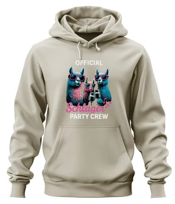 Produktbild von Schlager Party Crew Offiziell Alpaka Lama Prosecco Musik Hoodie Kapuzenpullover, Natur, 3XL