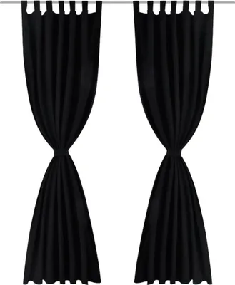 Produktbild von vidaXL Vorhänge Gardinen aus Satin 2-teilig 140 x 175 cm Schwarz