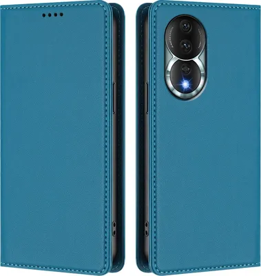 Produktbild von Handyhülle für Honor 80, Kunstleder Klapphülle Stoßfeste Magnetische Hülle mit Ständer Blau