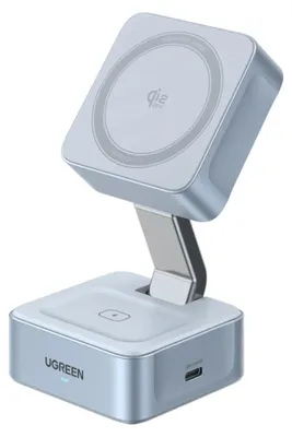 Productafbeelding van UGREEN 55960 Draadloze oplader 2-in-1 Magflow Qi2.2 25W