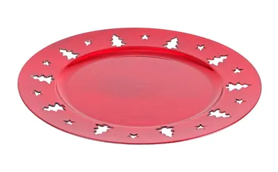 Image de Assiette de Noël 33cm Assiette à biscuits Décoration de l'Avent Assiette de Saint-Nicolas Assiette de l'Avent réutilisable, couleur:rouge