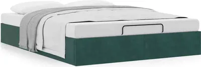 Produktbild von Ottoman-Bett ohne Matratze Dunkelgrün 140x200 cm Samt