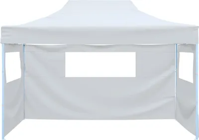 Image de vidaXL Tente de réception pliable avec 3 parties latérales 291x413x315 cm Blanc