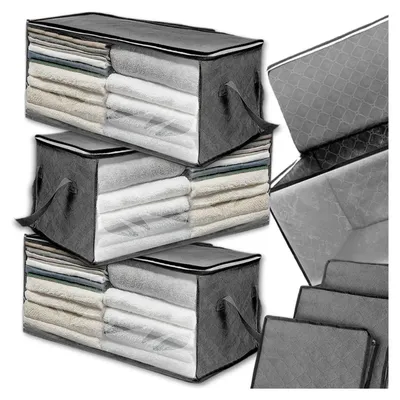 Produktbild von EDIBAZZAR | Organizer solide 3er Set große Kleidertasche für Bettwäsche Kleidung Decken