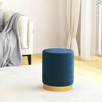 Image de vidaXL Tabouret de rangement rond bleu velours