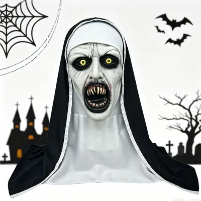 Horror-Nonnenmaske, Vollkopfmaske, Latex, 60 x 38 cm