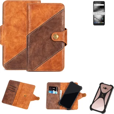 Produktbild von K-S-Trade Handy-Hülle Schutz-Hülle Bookstyle Case Wallet-Case kompatibel mit Gigaset GS370 Handy Cover Bumper Kantenschutz Smartphone dunkelbraun
