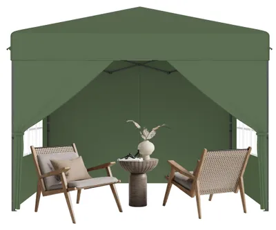 Produktbild von YRHome 3x3 m Pop-Up Gartenpavillon, Ein-Knopf Schnellaufbau, wasserdicht & UV-Schutz, mit 4 Seitenwänden, inkl. Tragetasche – Grün