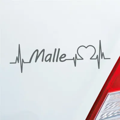 Produktbild von Auto Aufkleber Malle Puls Herzschlag mit Insel Motiv 19x6 cm Grau Sticker Heckscheibenaufkleber