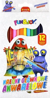 Image de Crayons aquarelle 12 couleurs + pinceau Fun&Joy