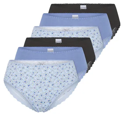 Produktbild von Schiesser Damen Brasilslip Modern 6-Pack hellblau,blau,schwarz - Größe 44