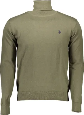 Produktbild von Eleganter Herren Rollkragenpullover in Grün mit Stickerei-Details